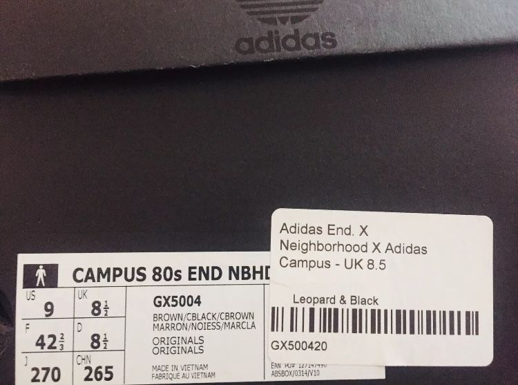 Adidas campus x END x Neighbourhood (42 2/3)