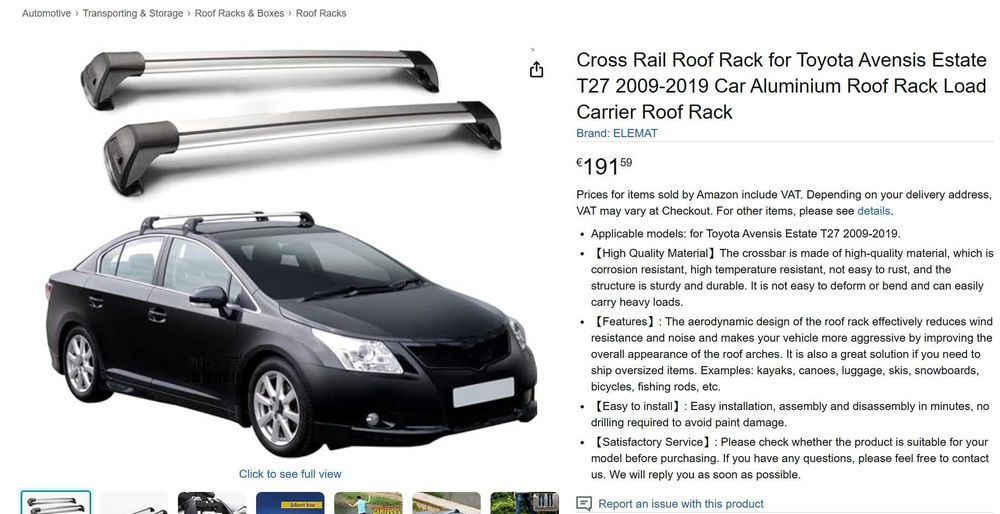 Багажник напречни греди алуминиеви за Toyota Avensis