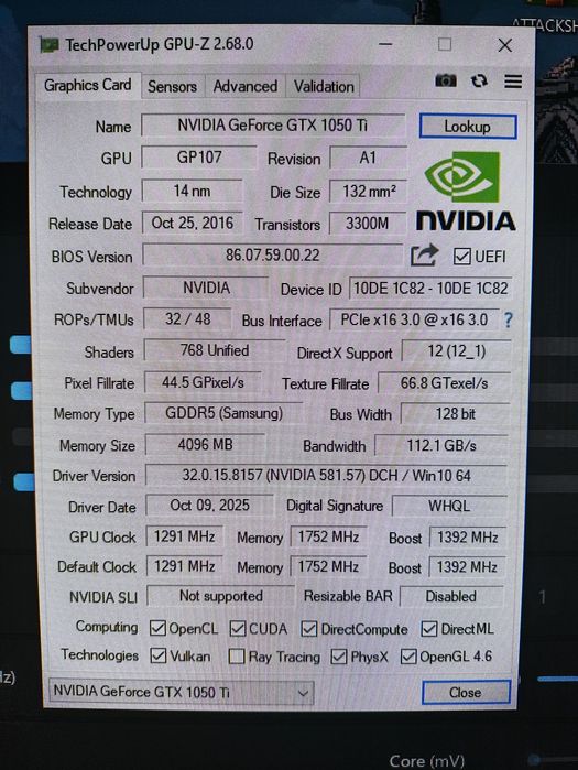 Продается gtx 1050ti 4gb