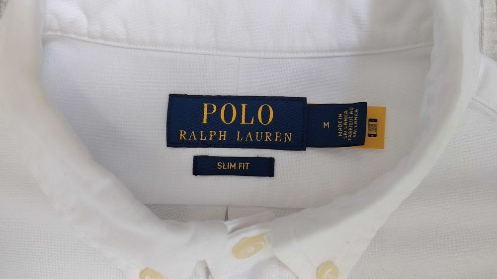 Нова бяла памучна мъжка риза  с дълъг ръкав POLO RALPH LAUREN р-р М - 175