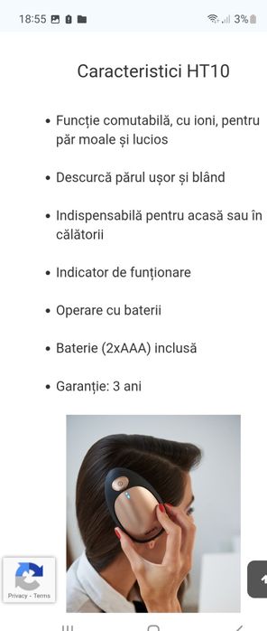 Perie de par Beurer, cu ioni