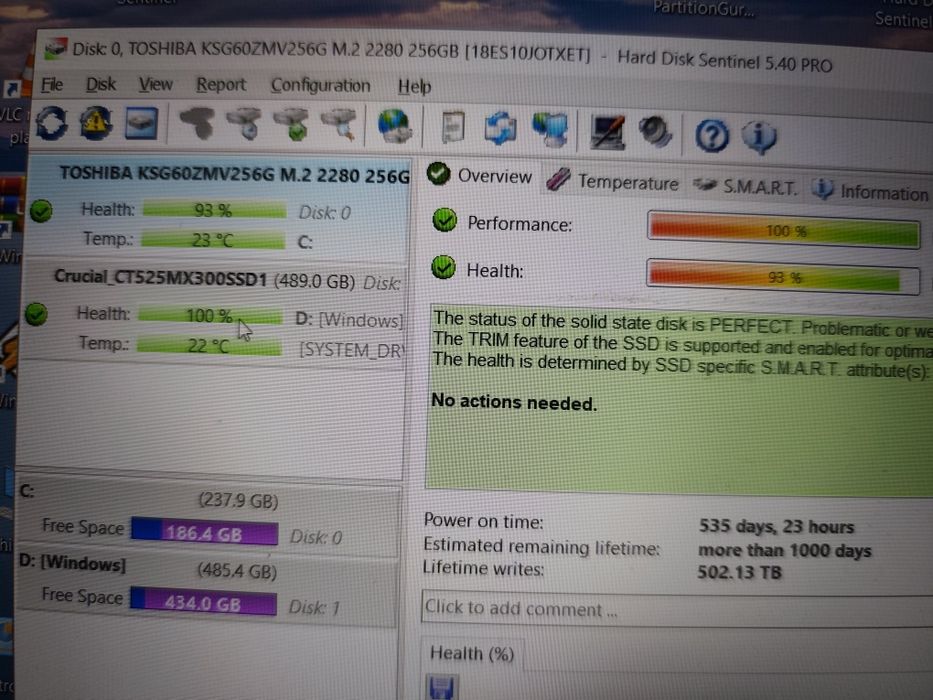 Ssd Crucial 525gb 100%