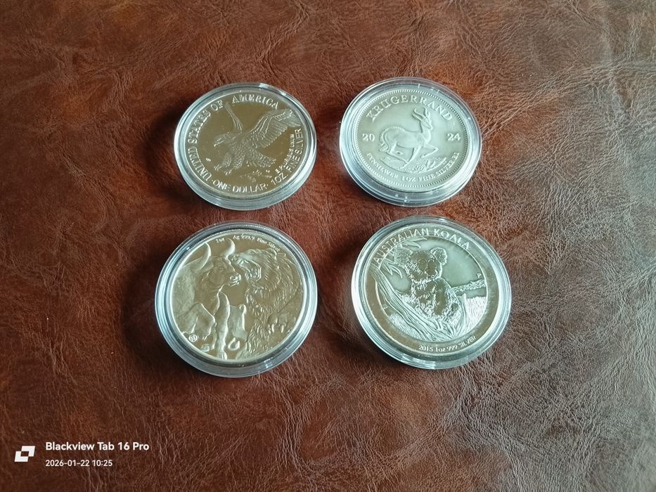 4-Броя Сребърни Монети от по  1oz /999,9/1000