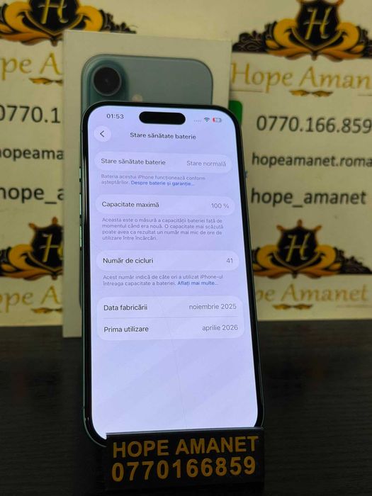 Hope Amanet P10/iPhone 16 128GB Teal BT 100% CIC 41