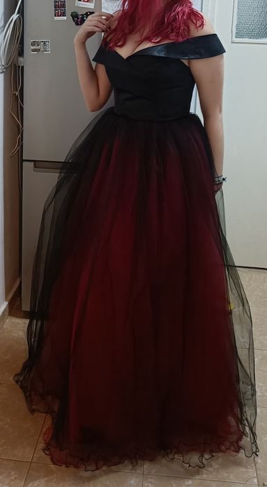 Rochie ocazie/ majorat, negru cu rosu