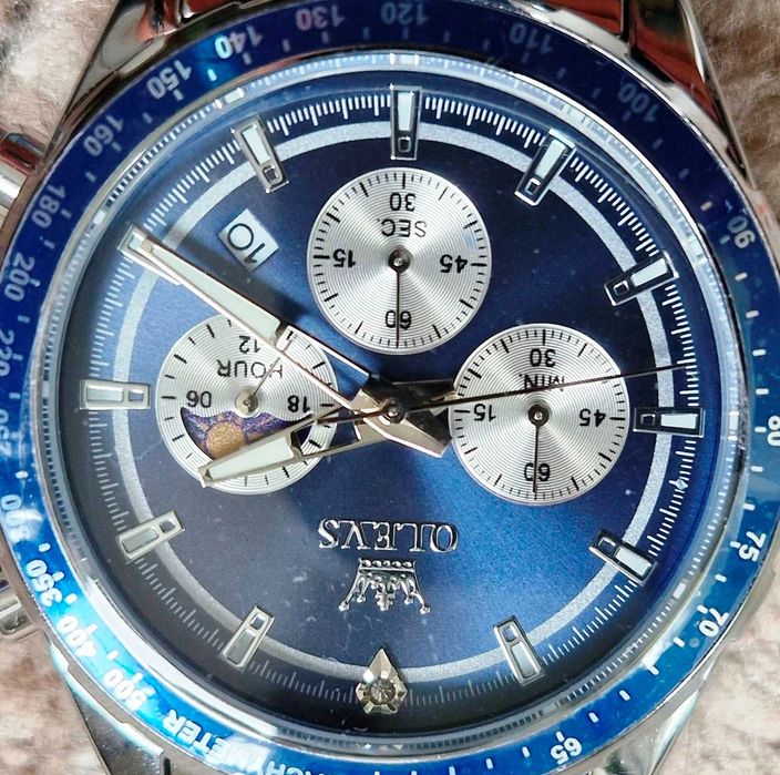 Ceas quartz cu chronograph, WR, 41 mm diam, data, indicator 24 h