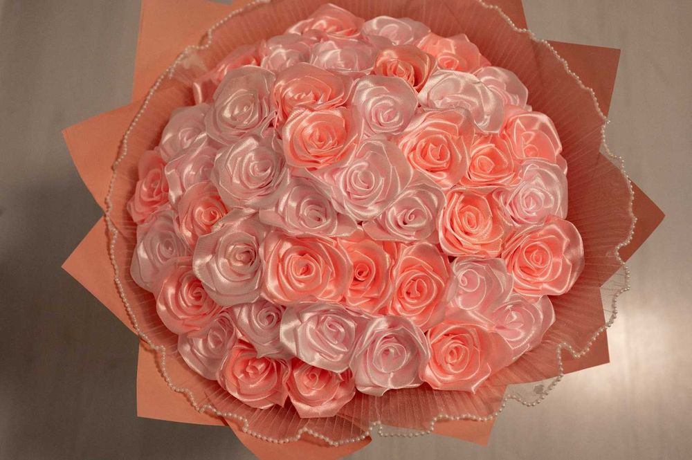 Buchete de trandafiri artificiali Flori satin rosu roz cu sclipici