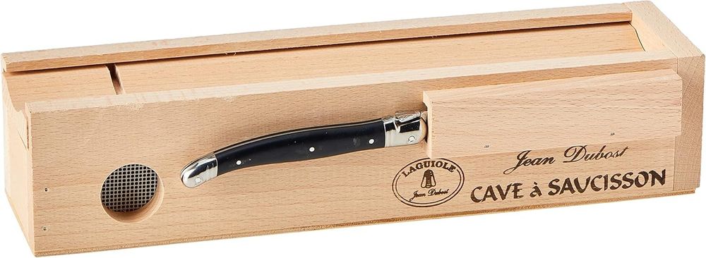 Кутия и нож за рязане и съхранение на колбаси.