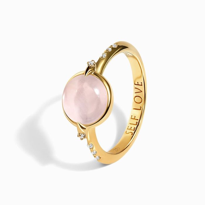 НОВ Сребърен пръстен Moon Magic "Self-Love" с Естествен Розов Кварц и 18k Позлата (Vermeil)