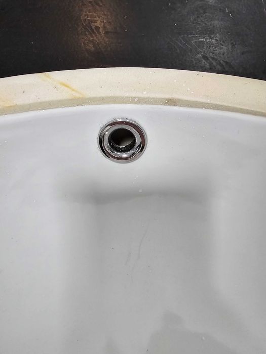 Lavoar incastrat rotund, montaj sub blat, chiuveta inox 2 cuve
