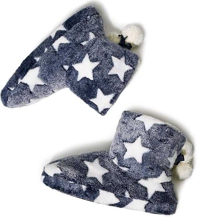 REDUS de la 160RON, Papuci/ botosi de casa imblaniti Albastru+ Stelute