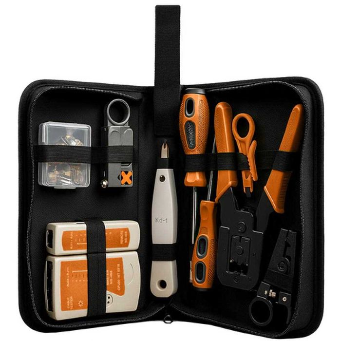 Клещи за кримпване на кабели RJ11, RJ45, с тестер, BIGSTREN, 18 части