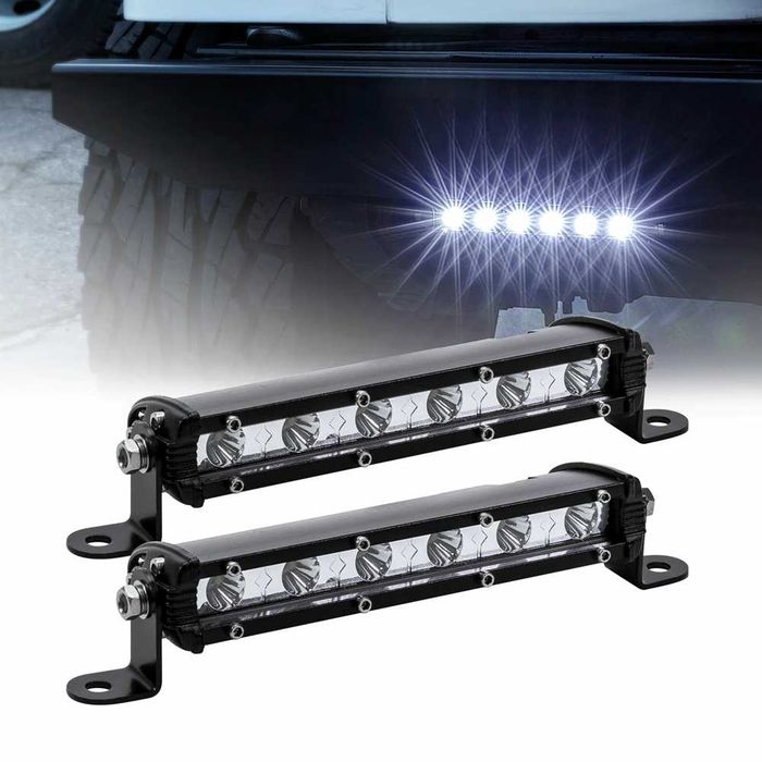 2 броя Мини 18W LED бар за осветление с 6 диода - 12/24V