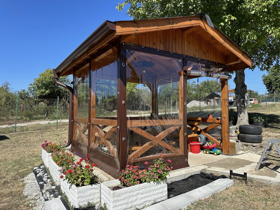 Ветроупорни завеси PVC винил ветрозащита акрилен сенници навеси тенти