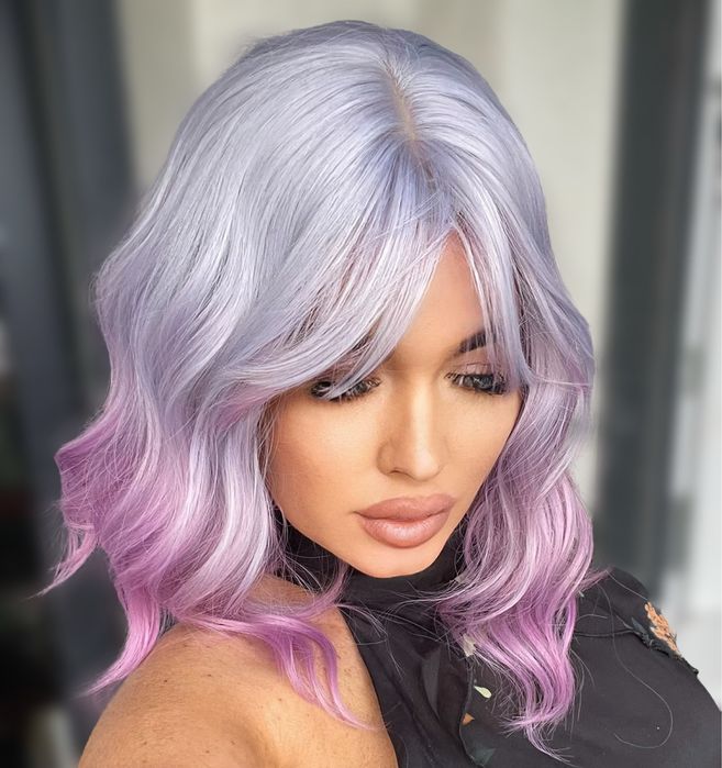 Peruca  scurta( purple violet  mov )ombre