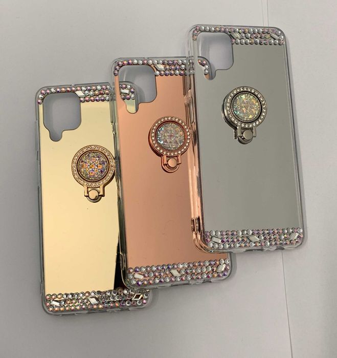 Husa oglinda, pietricele + inel pt. Samsung Galaxy A22 4G /  M21