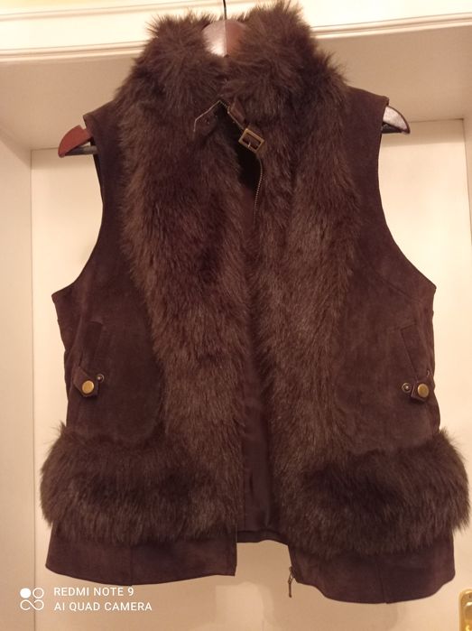 Кожено яке от естествена кожа и елек с косъм