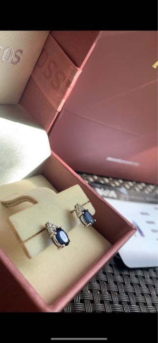 Обици бяло злато, диаманти и сапфири