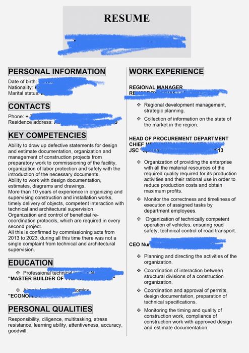 Составление резюме онлайн. Набор текста. Нормоконтроль.