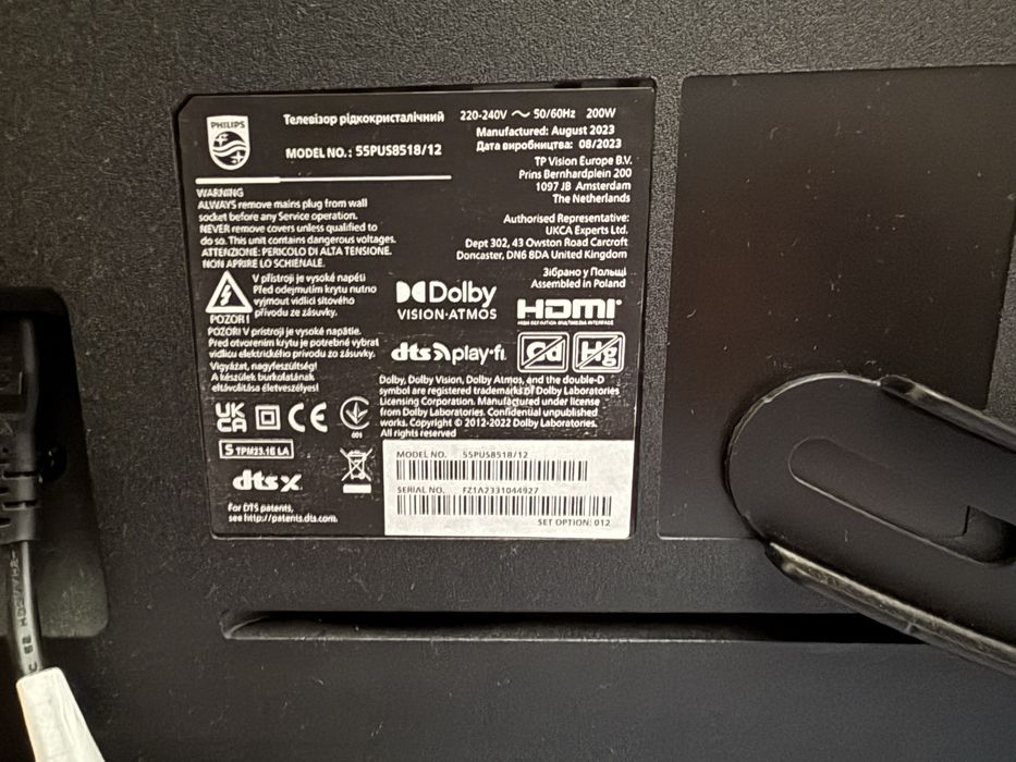 Televizor Philips Ambilight 55” 4K Smart TV – stare impecabilă