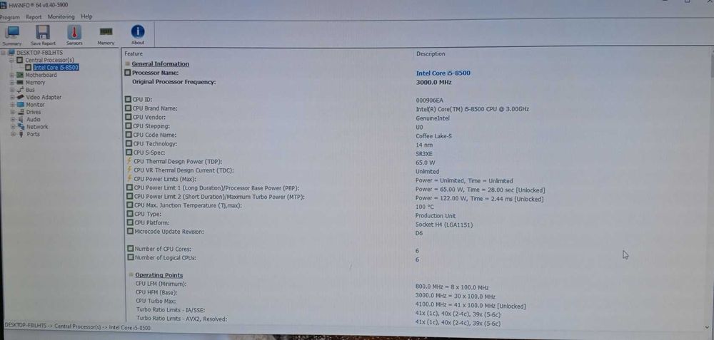Procesor Intel Core i5-8500 3.0 GHz Turbo 4,10 Ghz,Socket 1151 V2