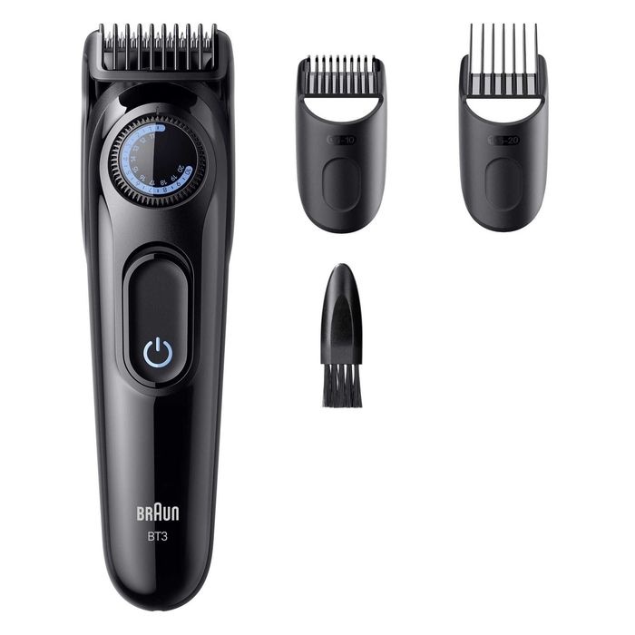 Aparat de tuns barba Braun Beard Trimmer Seria 3 BT3520, Lama ultra ascutita, +3 Accesorii de ingrijire: 2 Piepteni, 1 Perie de curatare, Rotita, etc.