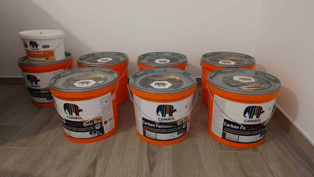 6 бр. - Фасадна карбонова мазилка Caparol Carbon Fassadenputz R20, цвят бял RAL 9010, 25кг/кофа