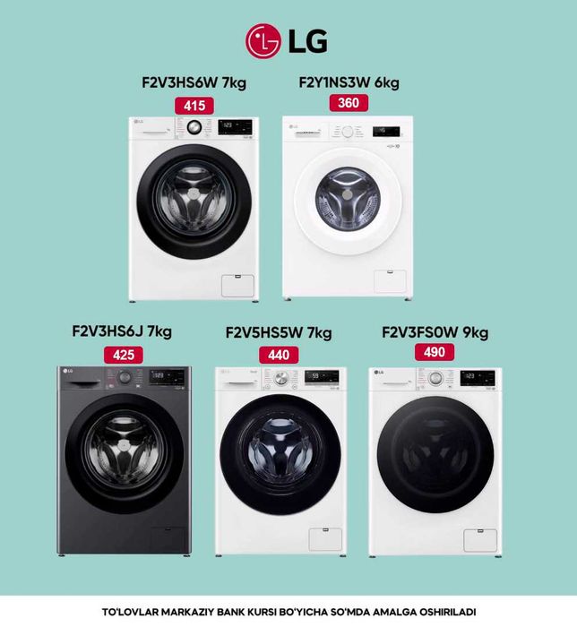 LG kir moshinasi super narxlarda 10 yil kafolatga ega