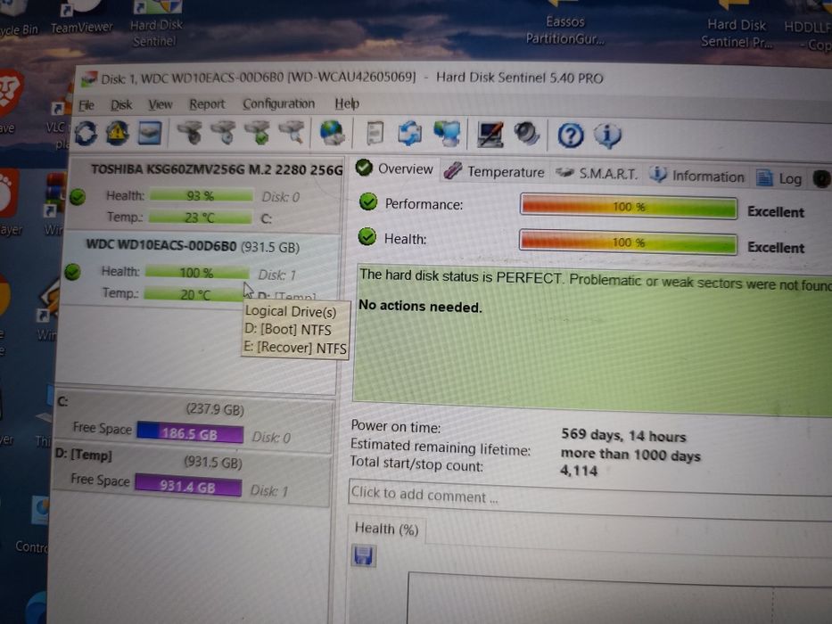 Hard-disk desktop WD Green 1tb 100%