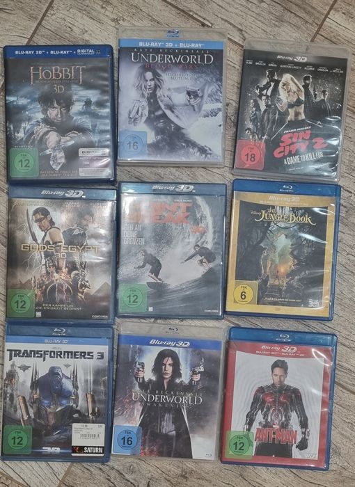 Лот от 9 оригинални 3D Blu-ray филма (Внос от Германия)