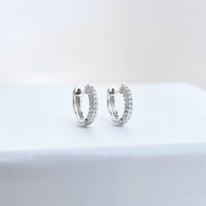 Дамски Сребърни Обеци Халки с Вградени Кубични Цирконий