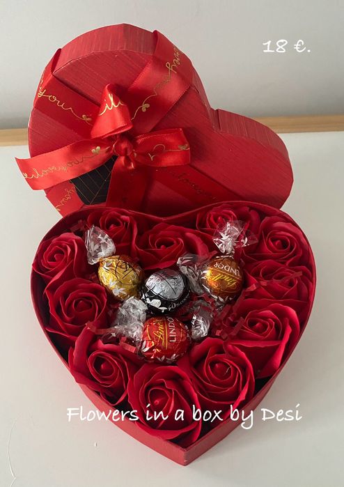 Кутия сърце с рози за Свети Валентин