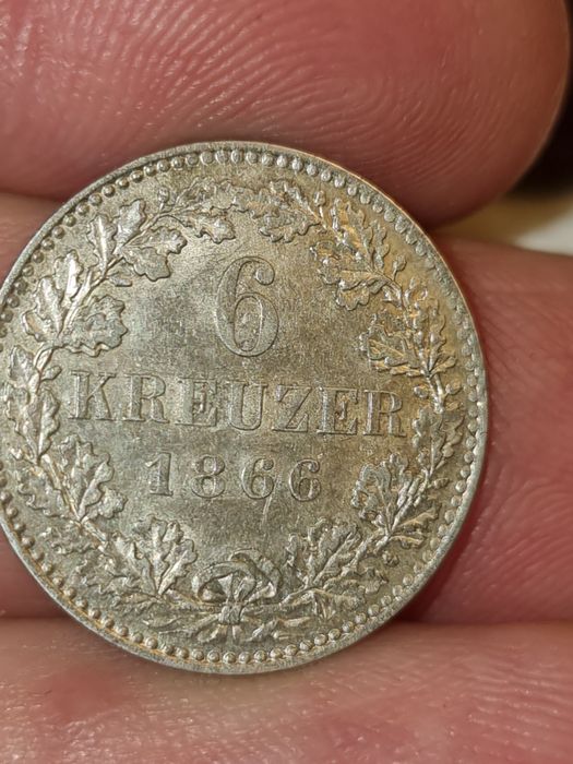 6 kreuzer 1866г. тираж 38.000 UNC/MS62/63