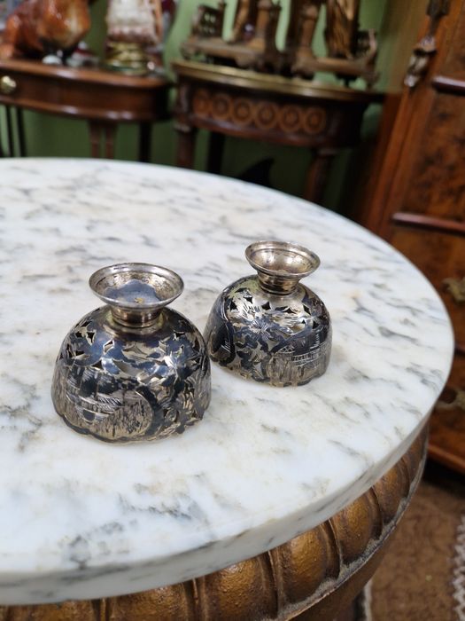 Чифт страхотни антикварни сребърни зарфове