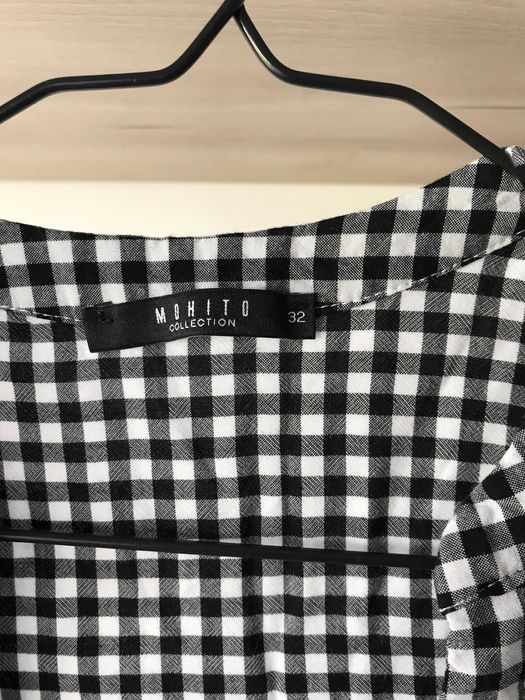 Cămașă de damă Cămășuță în carouri alb negru