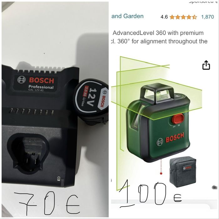 бош bosch зарядно батерия 12v 18v лазерен нивелир