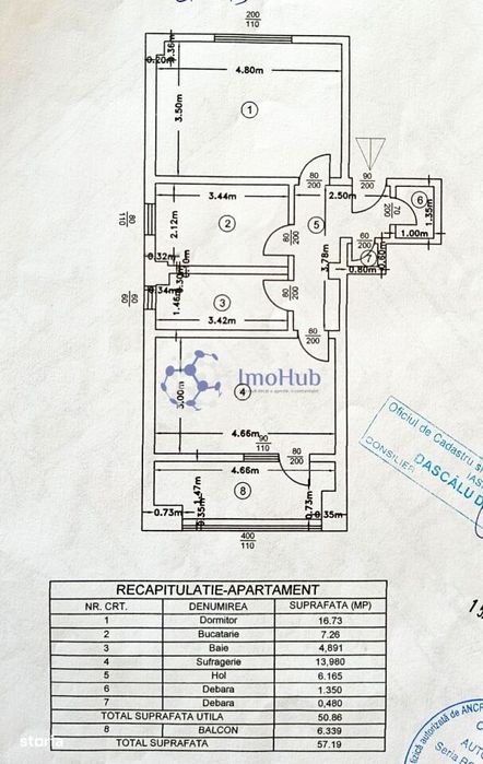 Apartament 2 camere Galata - 57mp - Bloc 1982
