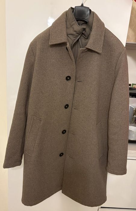 Мъжко вълнено палто в кафяв цвят ХS размер Mango