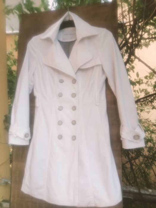 Trench Zara Basic alb , S-M