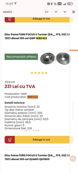 Disc frână ford focus 2007 c-max noi