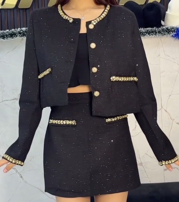 Твидовый костюм двойка (жакет + юбка) #t