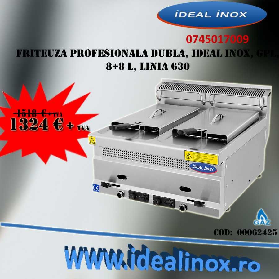 Friteuza Profesionala Dubla Ideal Inox Gaz Sau Butelie L