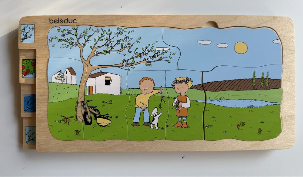 Образователен дървен пъзел 4в1 - годишни времена