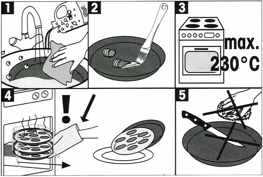 Комплект за печене на пица за 4 пици, 4 тави