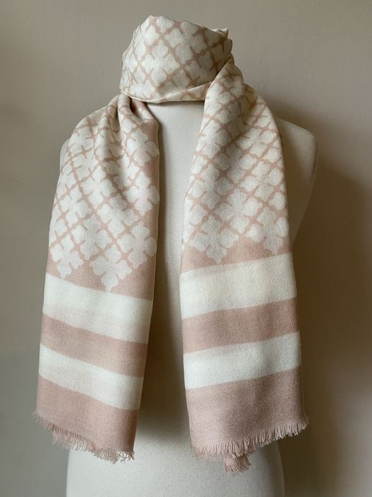 Бежов/ екрю/ розов шал от кашмир, вълна, вискоза, коприна