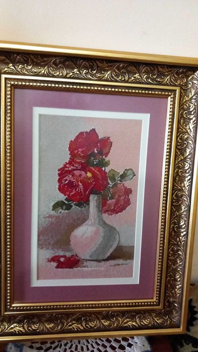 Goblen cusut manual dupa diagramă cu ramă superbă