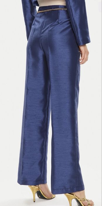 Pantaloni dama albastri cu talie inalta