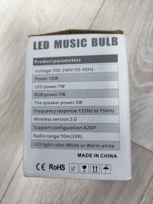 Bec inteligent cu telecomanda, difuzor,  tip boxa, 12W, bluetooth