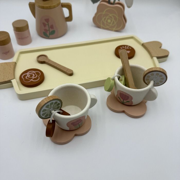 Новый сервиз для чая игрушечный деревянный