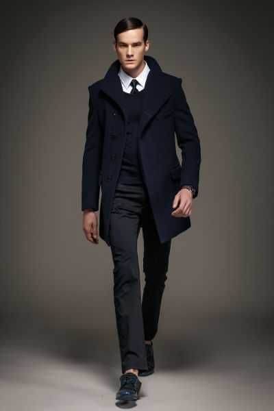 Palton slim 52 XL de lux Atelier Torino model Corporate lana navy